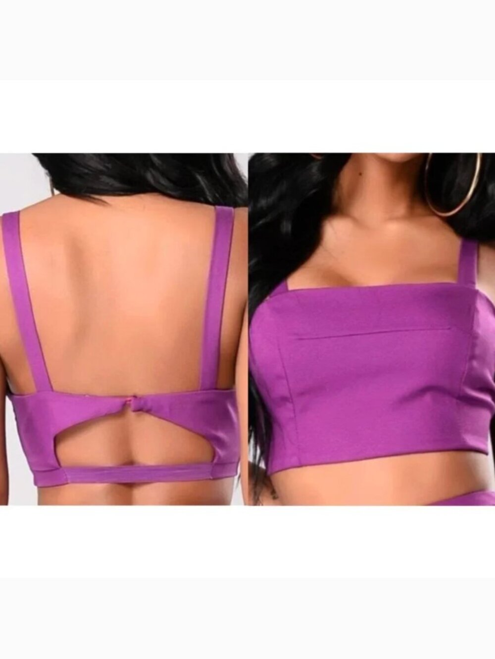 FASHION NOVA Lorie Dorie Purple Square Neck Cutout Back Y2K Crop Top Tank Top XL